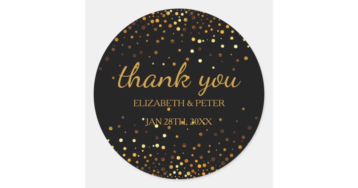 Faux Gold Glitter Wedding Thank You Classic Round Sticker | Zazzle