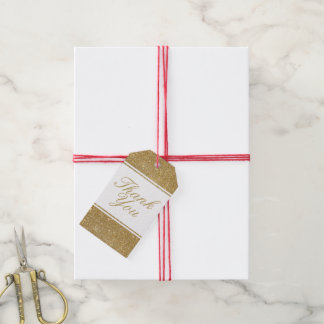 Faux Gold Glitter Wedding Thank You Gift Tags