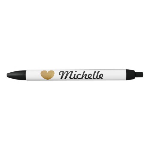 Faux gold glittery heart personalized name pen