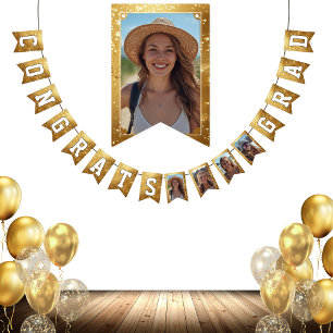 Faux Gold Graduate 4 photos Congrats Grad Bunting Flags