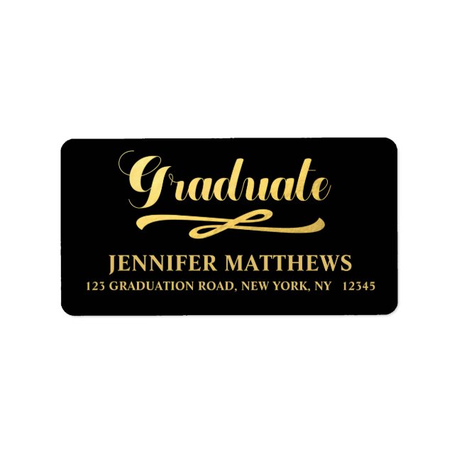 Faux Gold Graduation Address Label (Front)