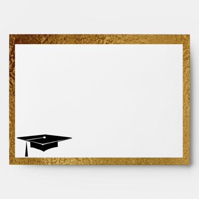 Faux Gold Graduation Grad Cap Class Of Thank You Envelope (Front)