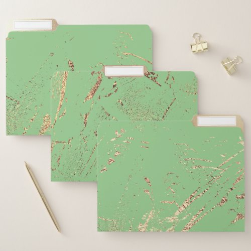 Faux gold green marble vein elegant foil shimmer file folder