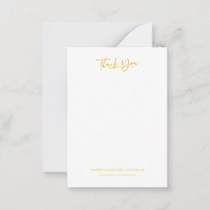 Faux Gold Hand-Lettered Minimalist Thank You Note Card
