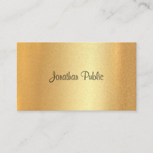 Faux Gold Hand Script Elegant Calligraphy Modern Business Card