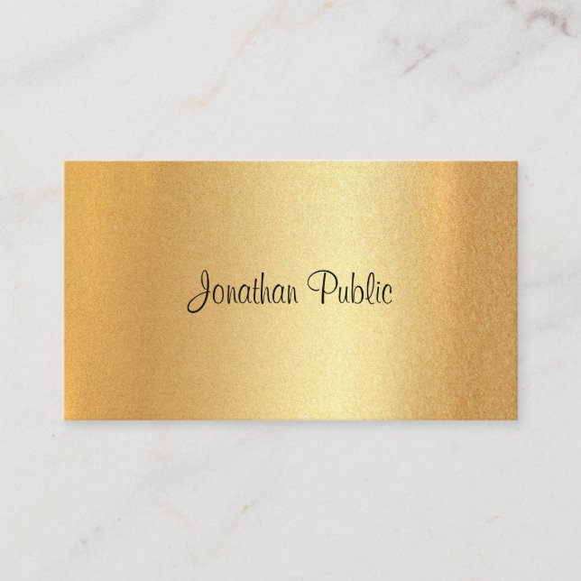 Faux Gold Hand Script Elegant Calligraphy Modern Business Card (Front)