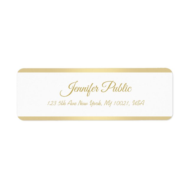 Faux Gold Hand Script Modern Elegant Template Label (Front)