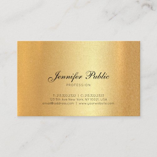 Faux Gold Hand Script Text Calligraphed Modern Top Business Card