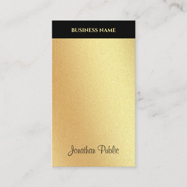 Faux Gold Hand Script Text Cool Calligraphy Modern Business Card (Front)