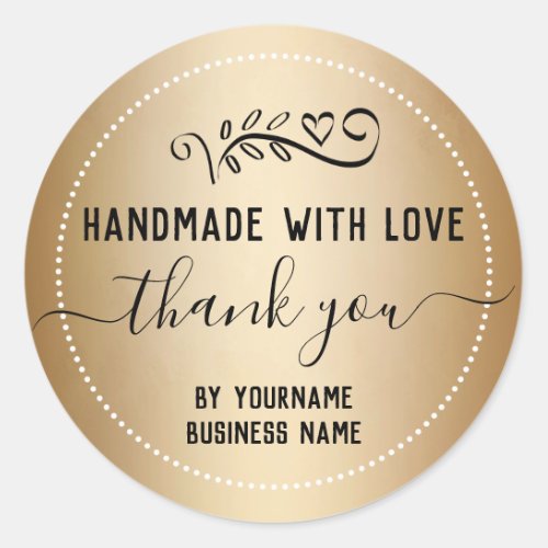 Faux gold handmade thank you  Classic Round Classic Round Sticker