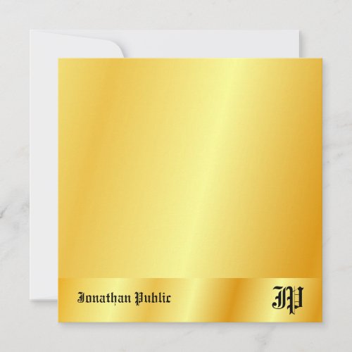 Faux Gold Handwriting Monogram Personalized Note Card
