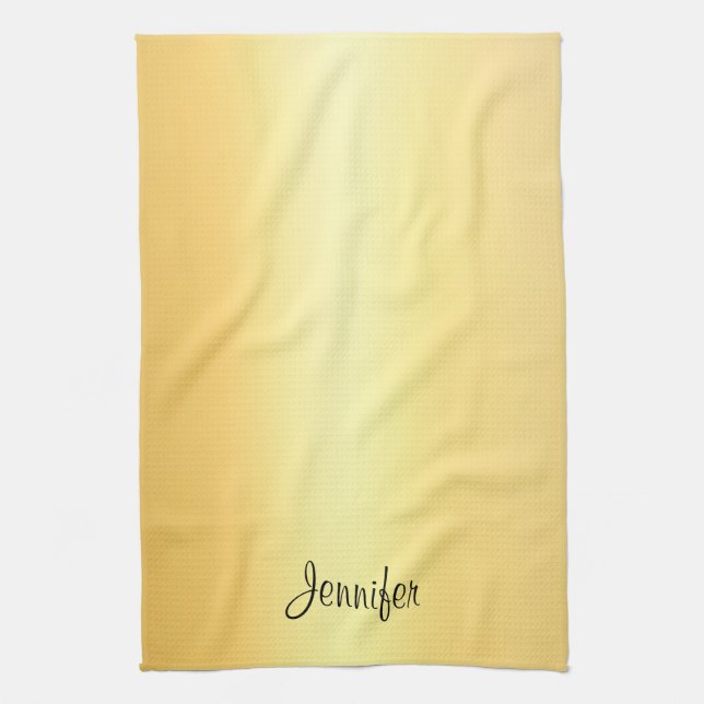 Faux Gold Handwritten Name Template Modern Kitchen Towel (Vertical)