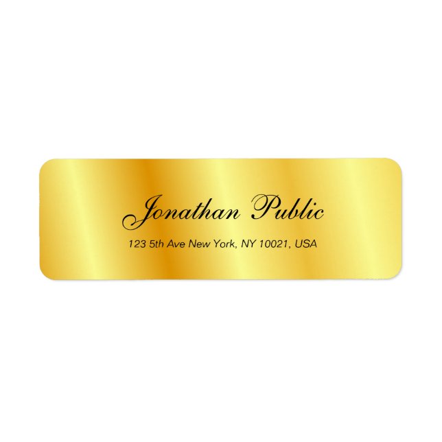 Faux Gold Handwritten Script Modern Template Label (Front)