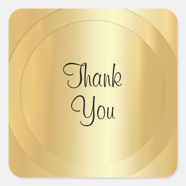 Faux Gold Handwritten Script Modern Template Square Sticker (Front)