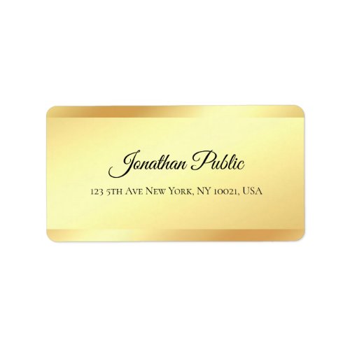 Faux Gold Handwritten Script Name Professional Label