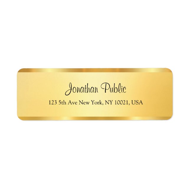 Faux Gold Handwritten Script Personalized Template Label (Front)