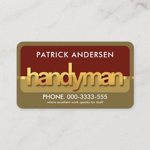 Faux Gold Handyman Signage Frame Business Card