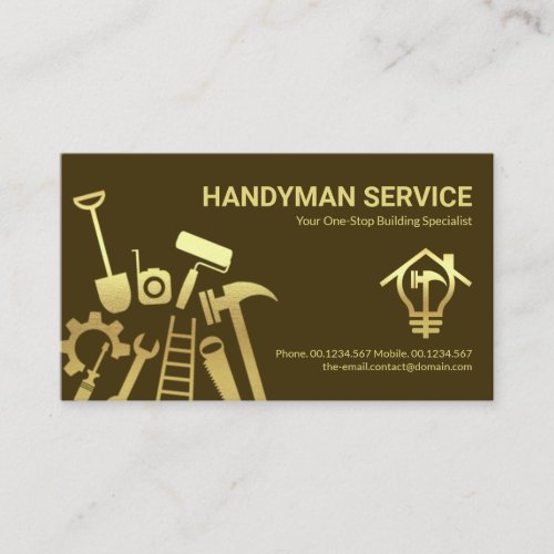 Faux Gold Handyman Tools Home Renovation Business Card