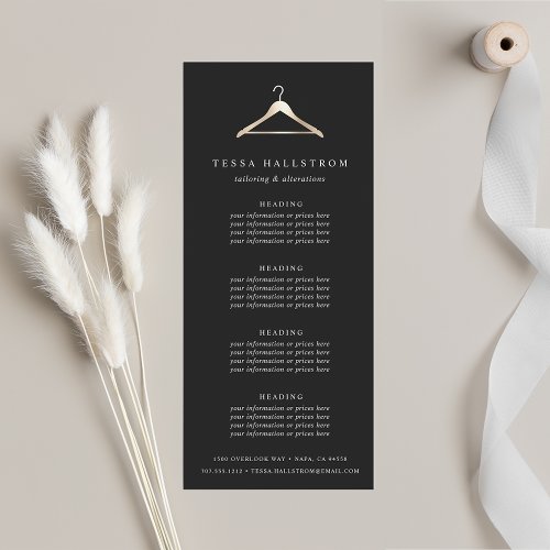 Faux Gold Hanger  Pricing or Services Rack Card
