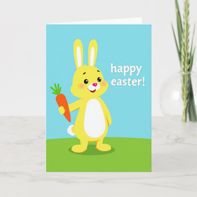 Faux Gold Happy Bunny Card (Front)