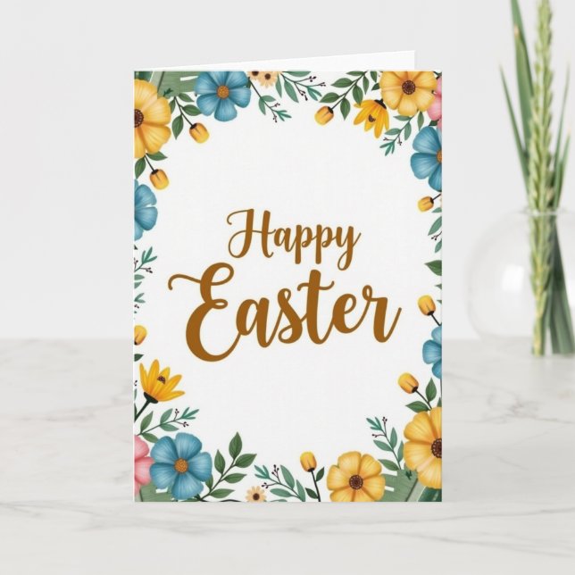 Faux Gold Happy Easter Art Card (Front)