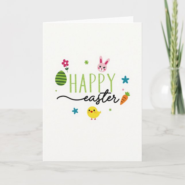 Faux Gold Happy Easter Card (Front)