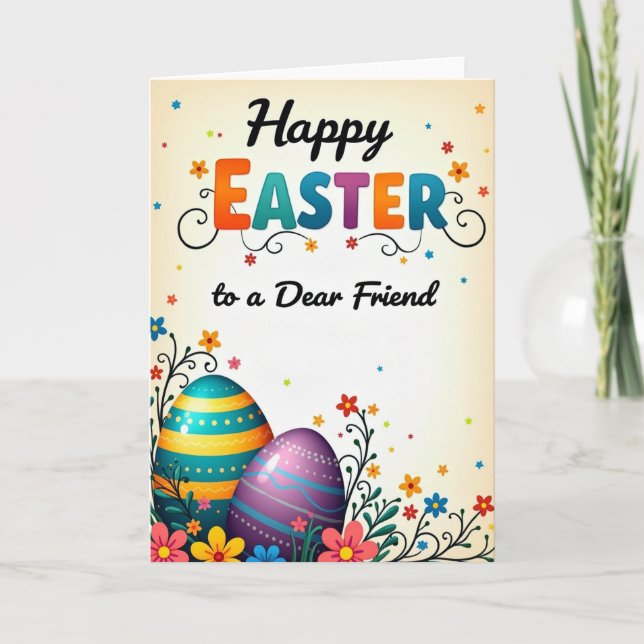 Faux Gold Happy Easter Friend Card (Front)