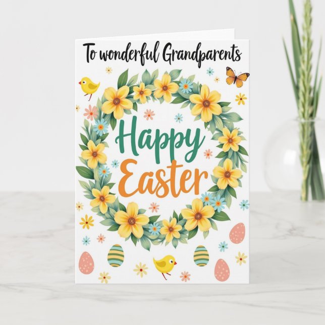 Faux Gold Happy Easter Grandparents Card (Front)