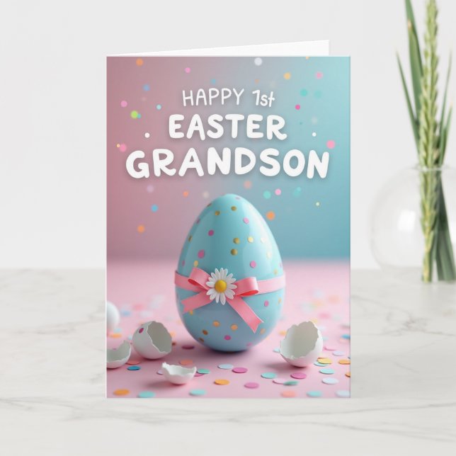 Faux Gold Happy Easter Grandson Card (Front)