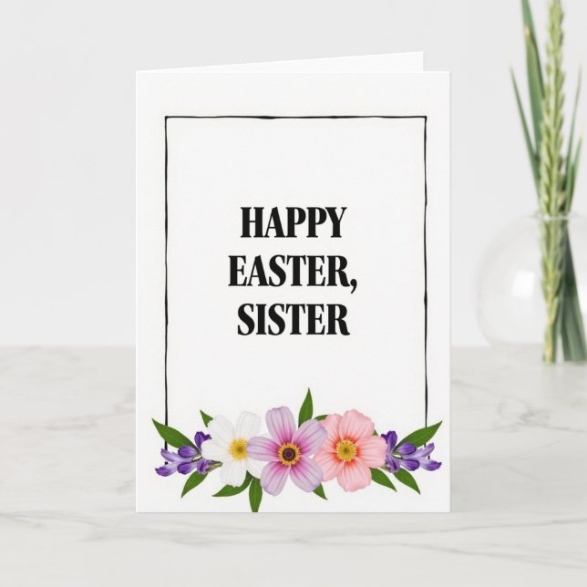 Faux Gold Happy Easter Sister Card (Front)