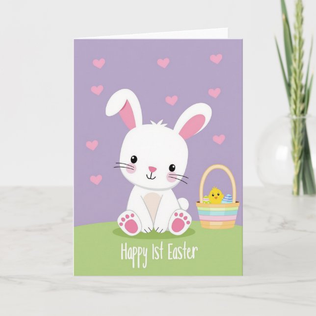 Faux Gold Happy First Easter Card (Front)