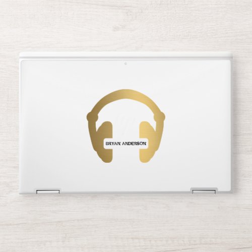 Faux Gold Headphone DJ HP Laptop Skin