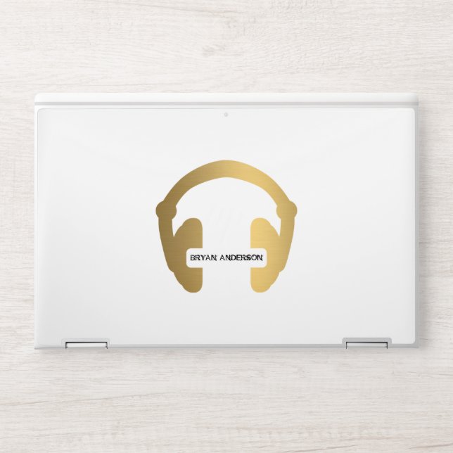 Faux Gold Headphone DJ HP Laptop Skin (Front)
