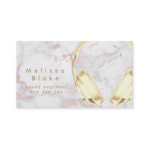 faux gold headphones on marble business card