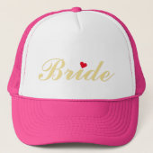 Faux Gold Heart Bride Bridal Shower Wedding Party Trucker Hat (Front)