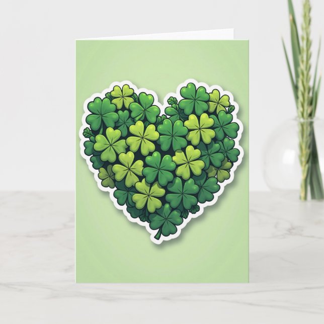 Faux Gold Heart Clover Card (Front)