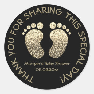 Faux Gold Heart Feet Baby Shower Favor Thank You Classic Round Sticker