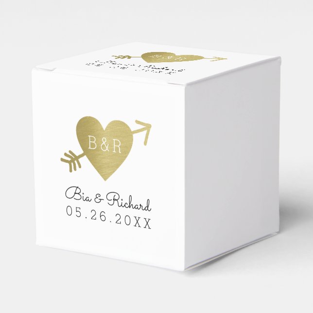 faux gold heart of love favor boxes (Front Side)