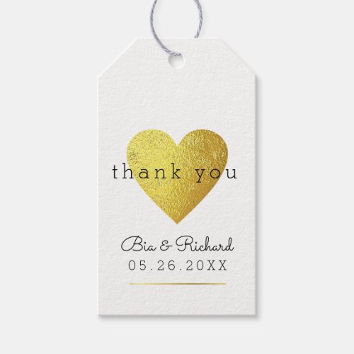 faux gold heart of love thank you wed gift tags