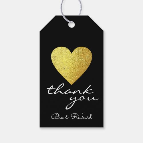 faux gold heart of love thank you weddings gift tags