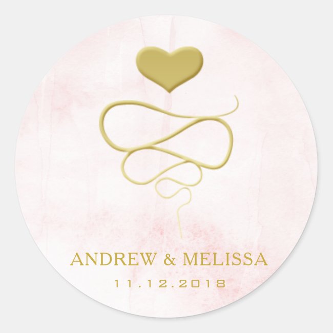 Faux Gold Heart Ornament | Blush Wedding Sticker