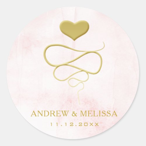 Faux Gold Heart Ornament  Blush Wedding Sticker