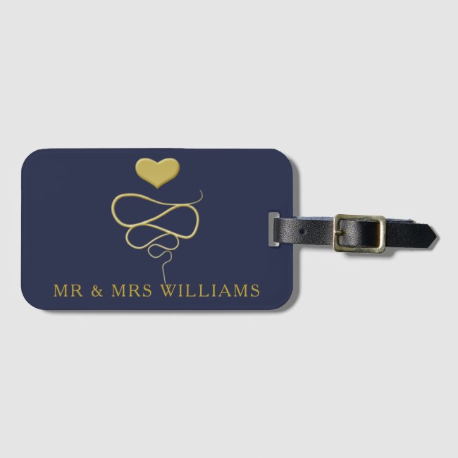 Faux Gold Heart Ornament | Personalized Navy