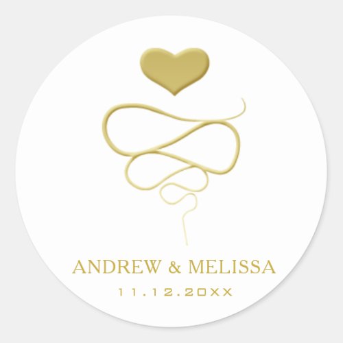 Faux Gold Heart Ornament  Wedding Sticker