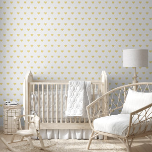 Faux Gold Hearts Nursery Kids Room Home Wall Decor Wallpaper