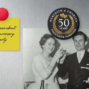 Faux Gold Hearts & Wreath 50th Wedding Anniversary Magnet
