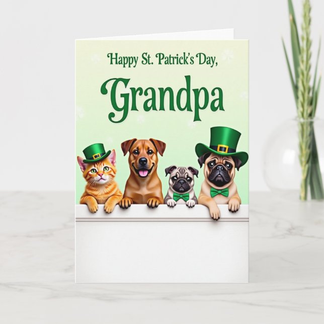 Faux Gold Holiday Pet Pals Card (Front)