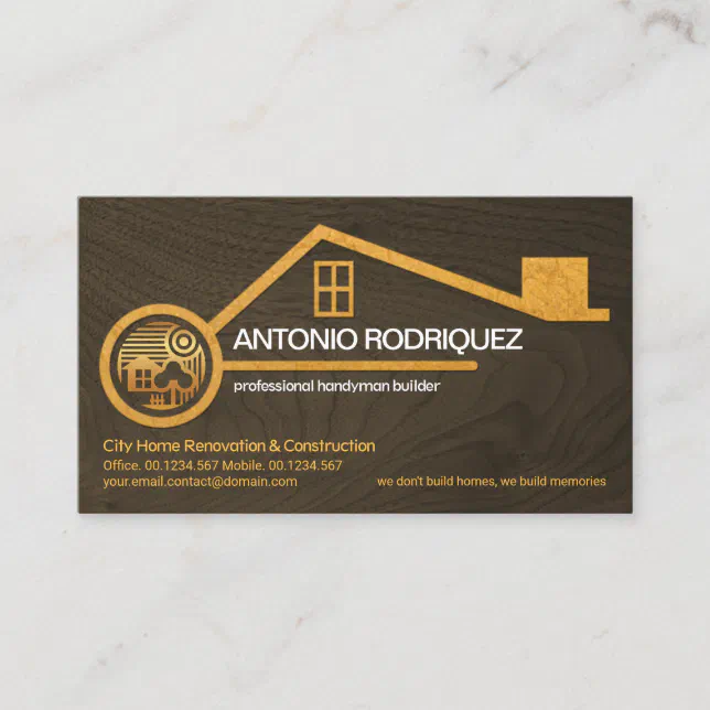 Faux Gold Home Timber Wood Texture Handyman Business Card | Zazzle