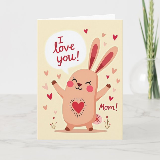 Faux Gold I Love You Mom Card (Front)