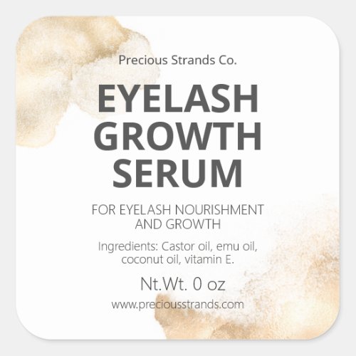 FAUX Gold Ink Eyelash Eyebrow Or Hair Growth Serum Square Sticker